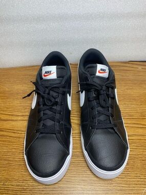 Nike Court Legacy Mens Size 13 Black White Leather Athletic Sneakers DH3162-001